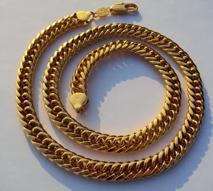 Цепочка Из кубинской цепи Майами 24 каратного твердого желтого золота|Подвески| |