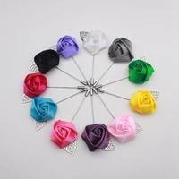 12pcslot satin flower brooches menwomen brooch pins suits decoration lapel pins for men brooch for suits accessories 16 colors