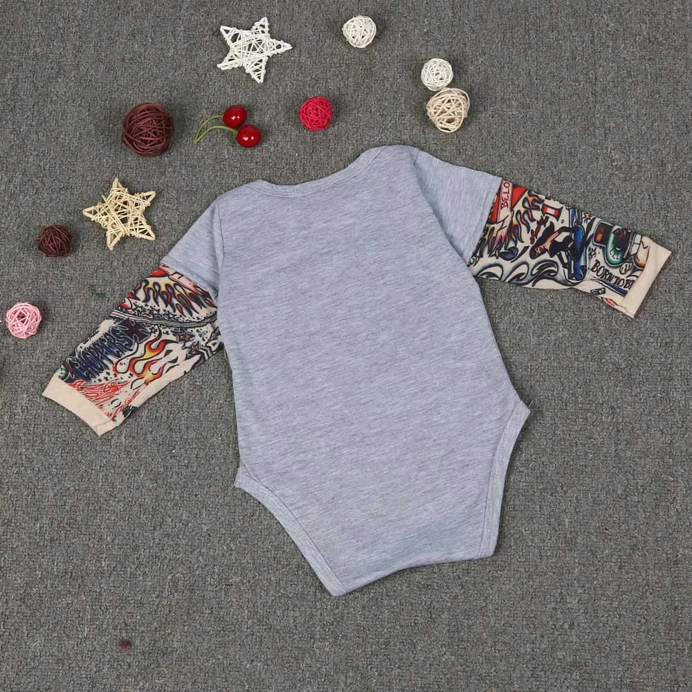 Комплект одежды для новорожденных; для крутых мальчишек с длинными рукавами объединённый принт Bodysui комбинезоны в полоску с длинными рукавами с принтом для маленьких мальчиков трико для девочек