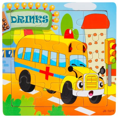 JX-1619 3D деревянные головоломки, игрушки для детей, Деревянные 3d Мультяшные головоломки с животными, интеллектуальные детские развивающие игрушки для детей - Цвет: JX-1619