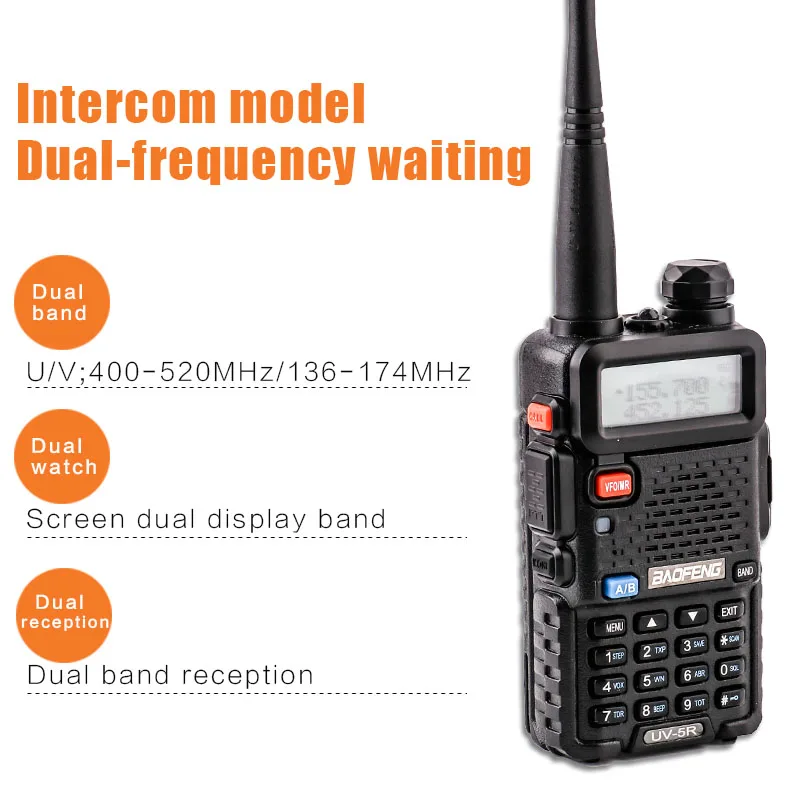 10 км Walkie Talkie UV-5R BaoFeng uv5r для охоты 136-174 МГц 400-520 МГц vhf uhf мобильное радио двухдиапазонное радио cb baofeng uv 5r