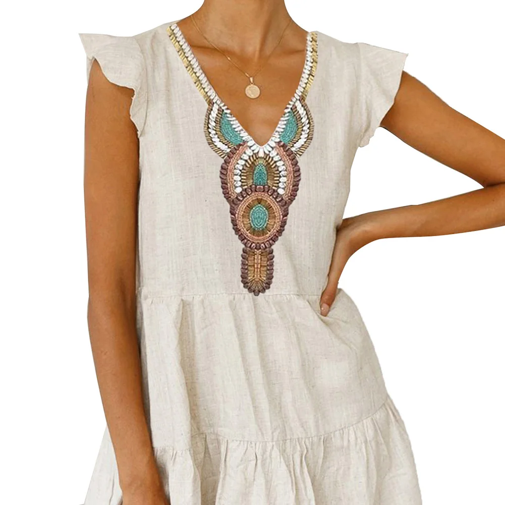 BOHISEN Dashiki African Print Dresses For Women Clothing Sleeveless V-Neck Casual Female Clothes Skirt Formal Dress