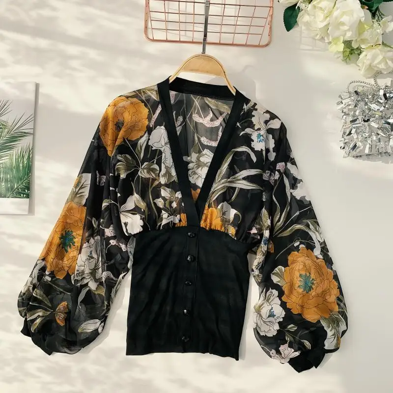 Новая Винтажная Цветочная Женская милая принцесса с v-образным вырезом пышными