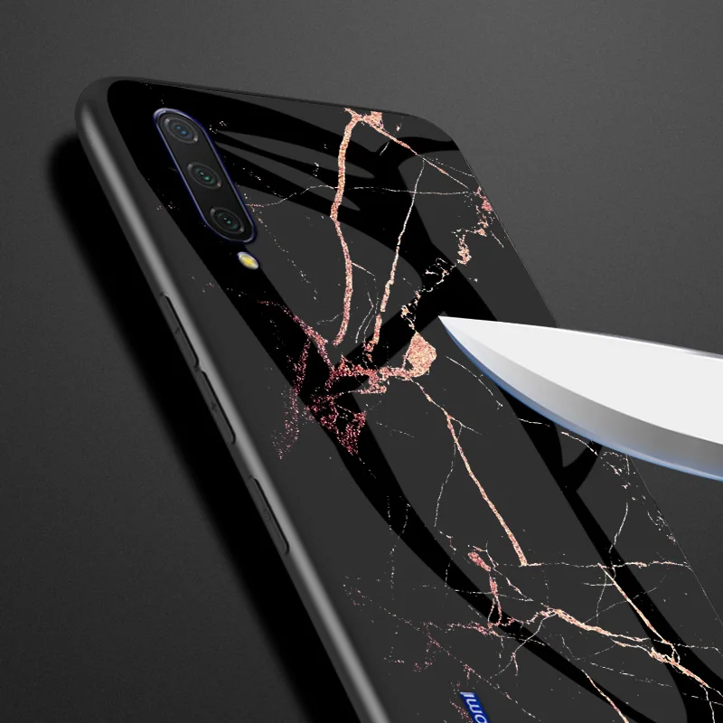 KEYSION мраморный чехол из закаленного стекла для Xiaomi Mi A3 Lite Мягкий ТПУ жесткий