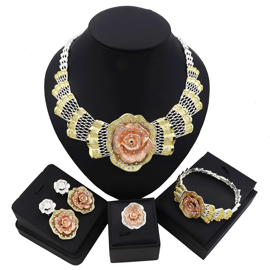 TSROUND Дубай золотые Ювелирные наборы для женщин нигерийские Африканские