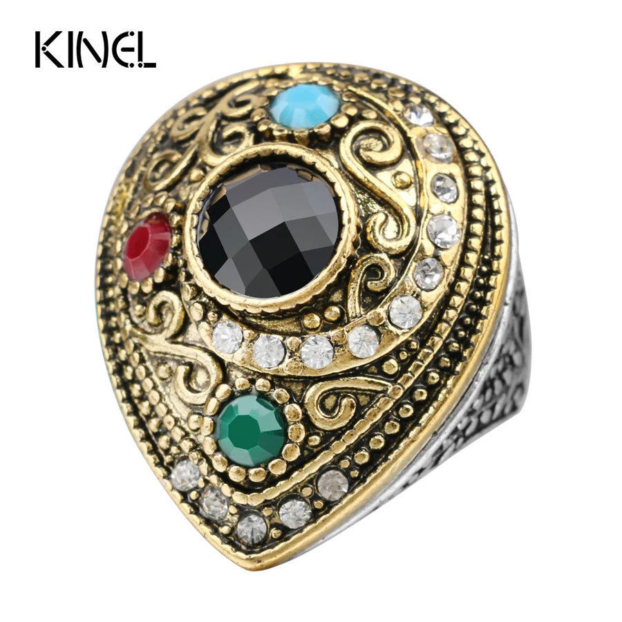 Из Индии большие кольца для женщин золотого цвета винтажные капли воды