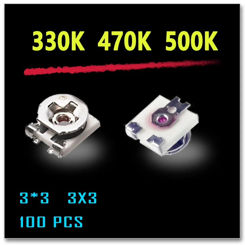

JASNPROSMA EVM3ESX50BY5 330K EVM3ESX50BQ5 470K EVM3ESX50B55 500K 100PCS 3X3 3*3 SMD 330KOHM 470KOHM 500KOHM 500KR trimmer