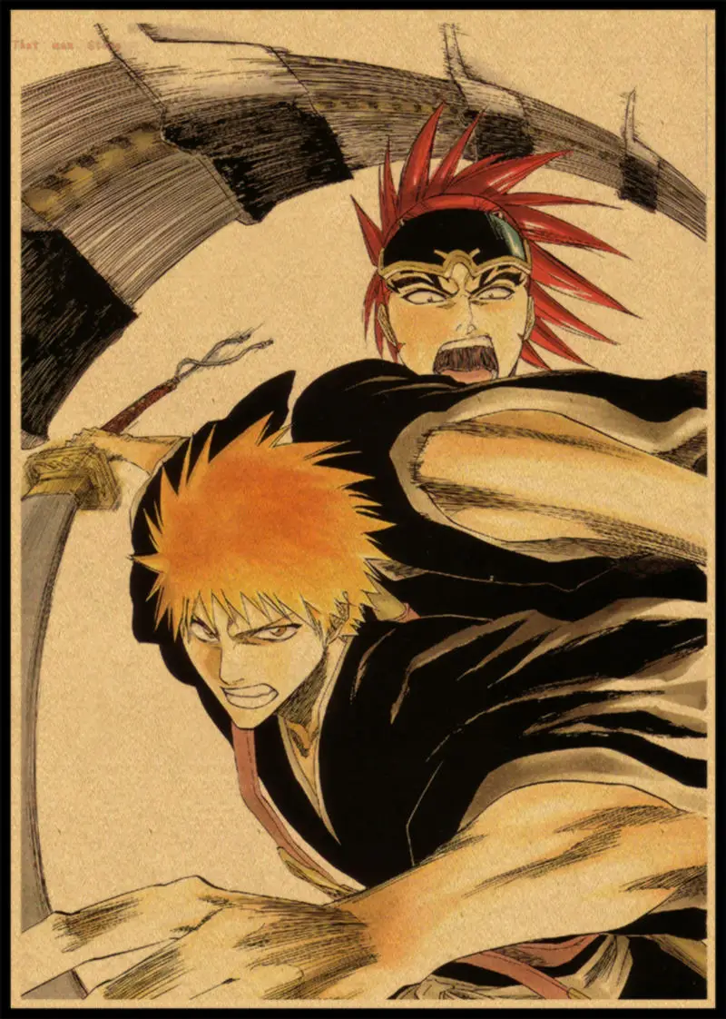 BLEACH Kurosaki ichigo Kuchiki Rukia стикер на стену плакат из крафт-бумаги японского аниме 42*30 см без рамки - Цвет: Красный