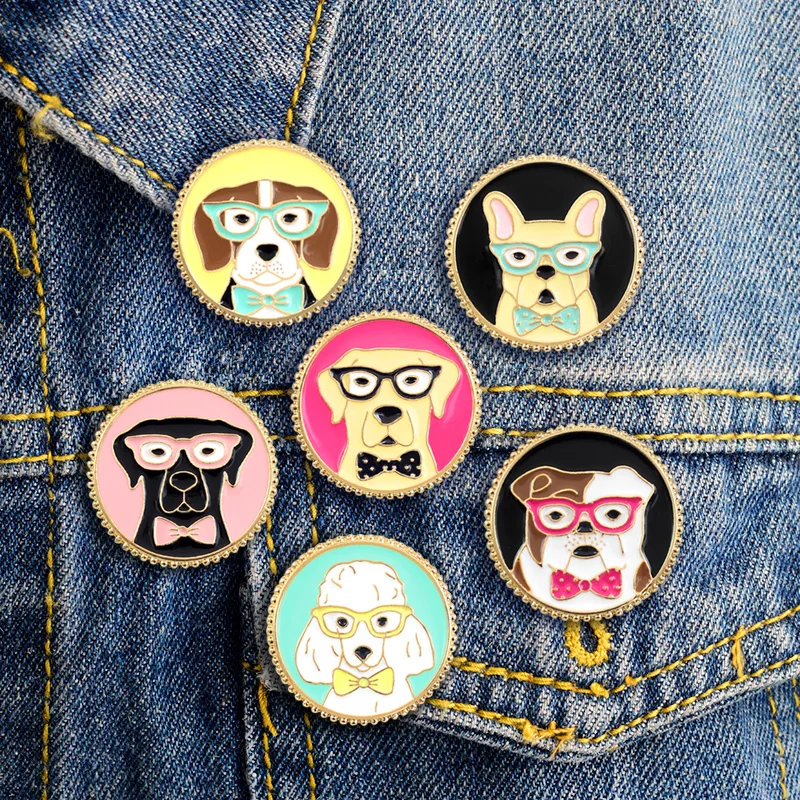 2019 мультяшная брошь круглая собака лабрадор бульдог золотистый ретривер