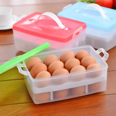 

Creative products egg box can hold 24pcs eggs portable double plastic egg storage box crisper