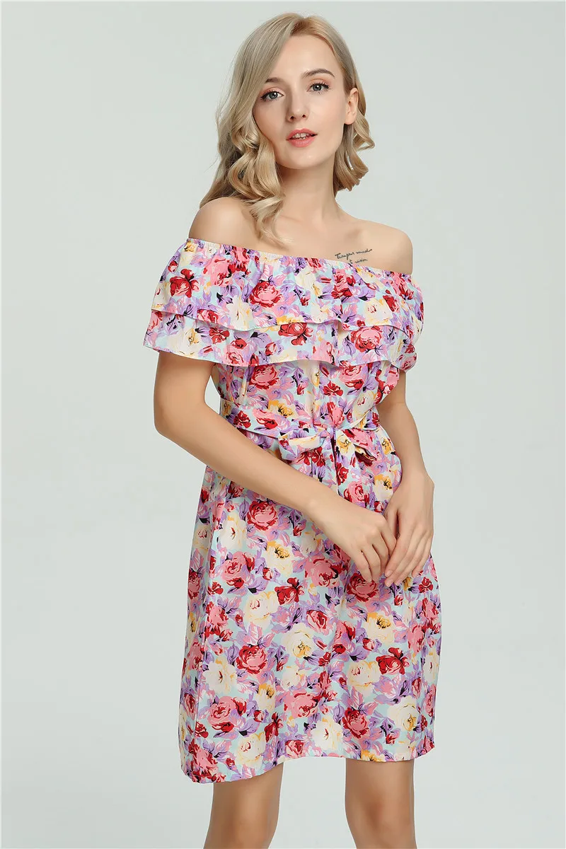 

2018 Summer Stripe Sundress Off Shoulder Boho Beach Dress Tunic Maxi Dress Women Evening Mini Party Pencil Dress Vestidos Femme