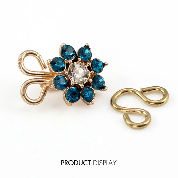 50 компл. Металлический золотой тон Хрустальный цветок украшенный крючок для глаз