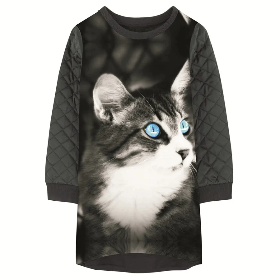 Girls Dresses animal cat nice Print baby Kids Clothes grid new Fashion Long sleeve Girl clothing Children winter Designer | Детская