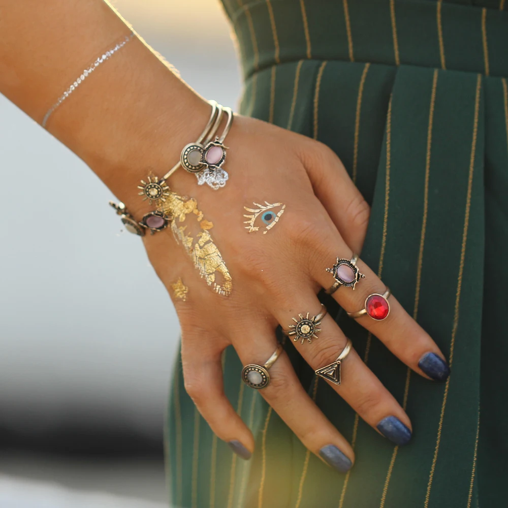 IF ME 8 шт./компл. винтажный цветочный набор украшений для женщин открытые манжеты