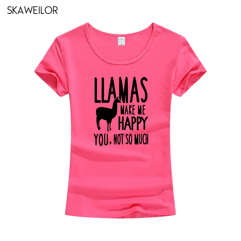 Новое поступление женские футболки с забавным принтом Llamas Make Me Happy You Not So Much