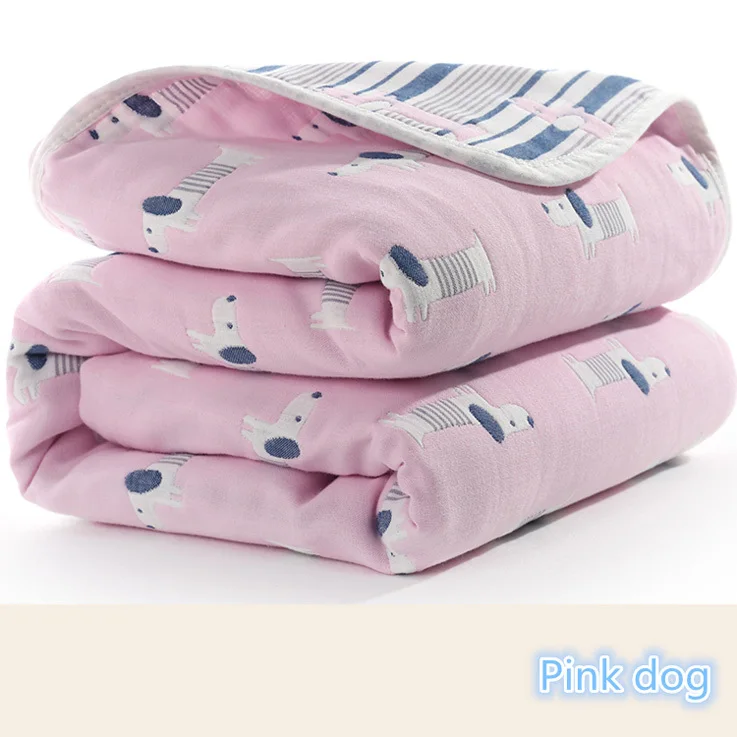 Pink dog Детское одеяло 115 см Муслин Хлопок 6 слоев толщиной новорожденных пеленание осень ребенка пеленать постельные принадлежности дышащие получения Одеяло - Цвет: Pink dog