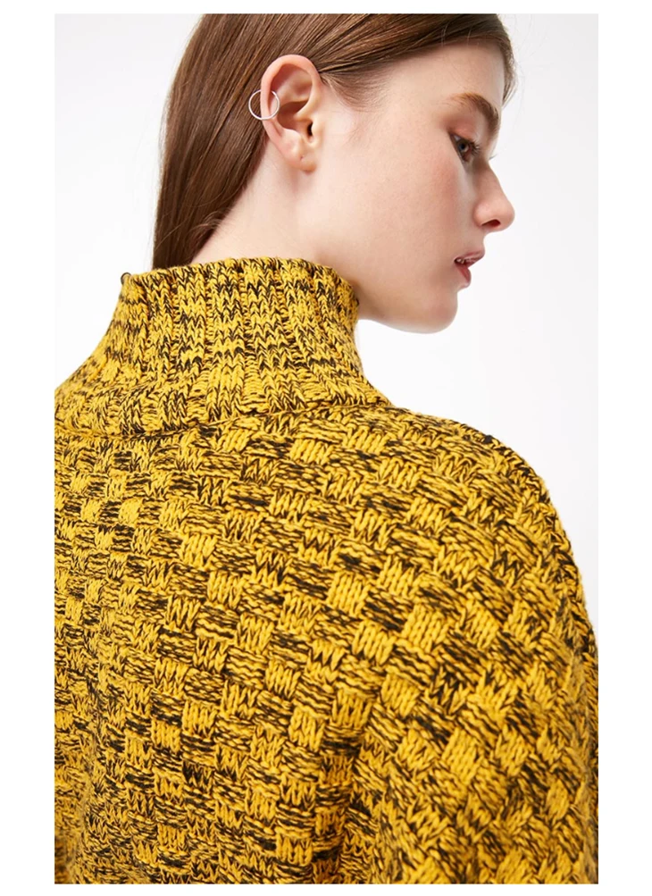 ONLY Women's Loose Fit Check Pattern High-necked Pullover |118313561