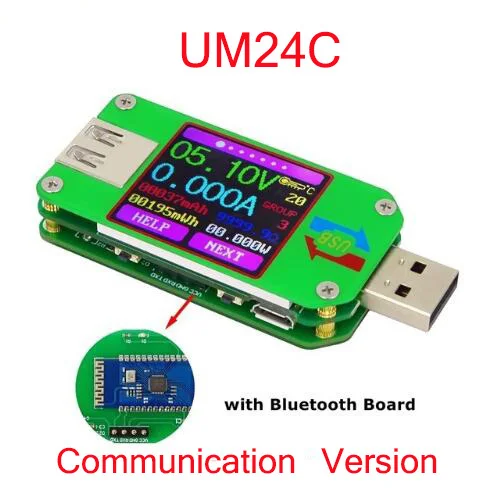 um24c UM34/UM34C USB 2,0 цветной ЖК-дисплей USB тестер напряжения измеритель тока Вольтметр Измерение заряда батареи амперметр напряжения - Цвет: um24c