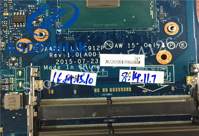 Материнская плата для ноутбука CN 0DVV6W DVV6W LA C912P Dell Alienware 17 R3 серии i7 6700HQ