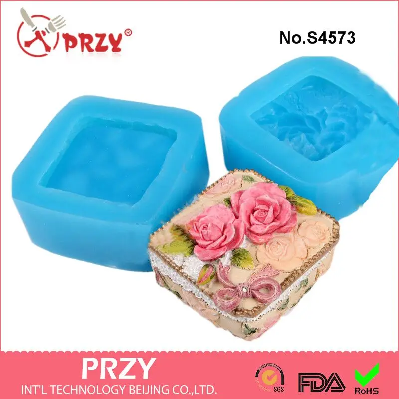 

Rose Box Silicone molds rose soap mold roses silicone soap molds roses silica gel die Jewelry BoxAroma stone moulds candle mould