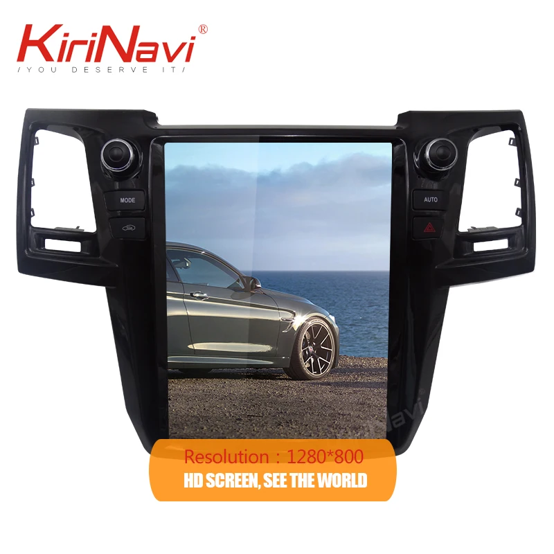 KiriNavi вертикальный экран Tesla стиль 12,1 ''Android 8,1 Автомобильный DVD Радио для Toyota Fortuner Revo аудио gps навигация 2012- 4G