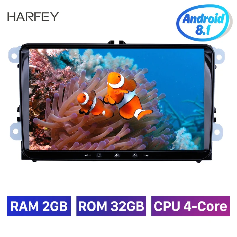 Harfey 2din 9 дюймов gps Navi Автомобильный мультимедийный плеер Android 8,1 авто радио для Skoda/Seat/Volkswagen/VW/Passat b7/POLO/GOLF 5 6