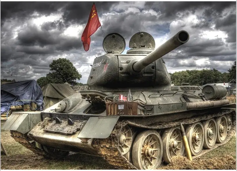 Война и танк военная картина рукоделие Алмазная мозаика Diy 5D круглая алмазная живопись полная квадратная Алмазная вышивка домашний декор - Цвет: 4448