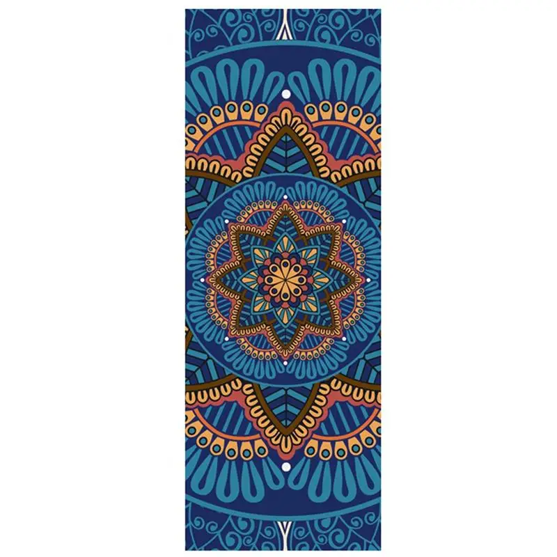 Blue 5 мм с рисунком лотоса, замша, ТПЭ, коврик для йоги, нескользящий, для похудения, упражнений, фитнеса, гимнастики, коврик для бодибилдинга, эстерилла, пилатес - Цвет: Blue