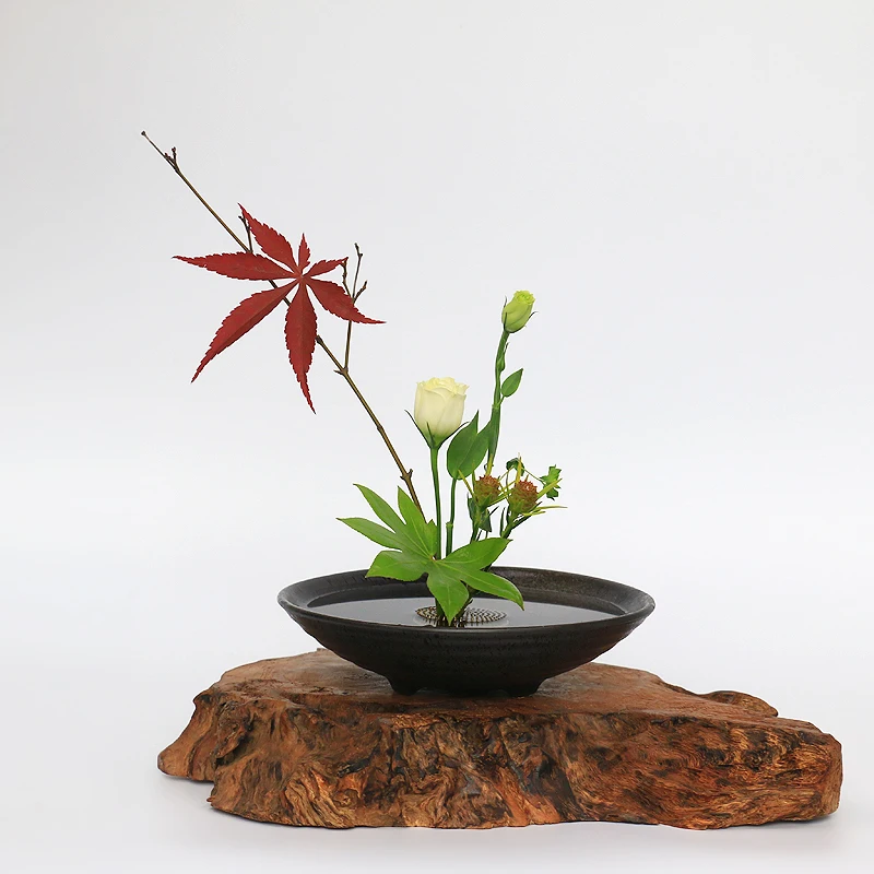 Японская миска Ikebana со спиральным узором трехногая контейнер для цветочных