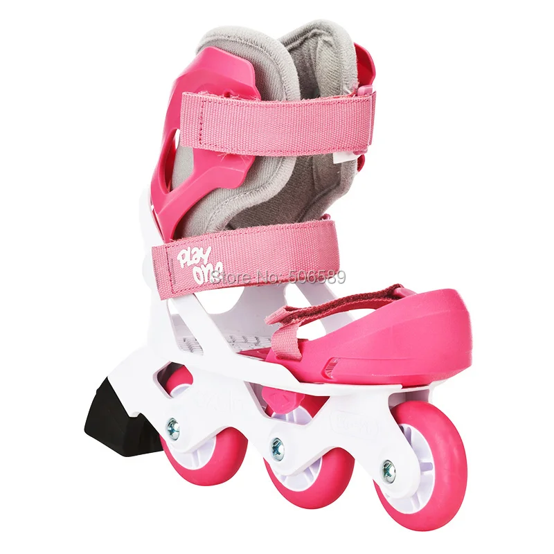 free shipping roller skates children 3-year older size adjustable pink &amp blue |