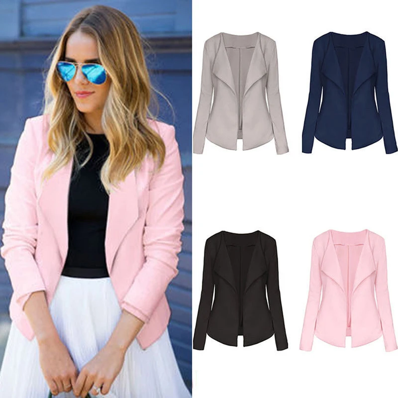 Женский блейзер Повседневный тонкий с треугольным вырезом и длинным