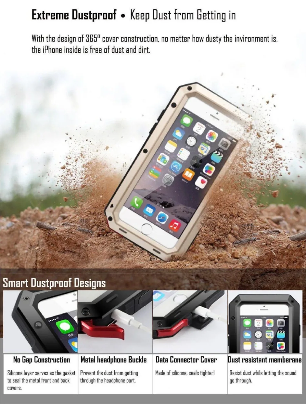 Waterproof Aluminum Gorilla Glass Metal Protect Cover Cases For iPhone7 PLus/5s SE/6s/6 plus Phone Shockproof Case iPhone 7 |