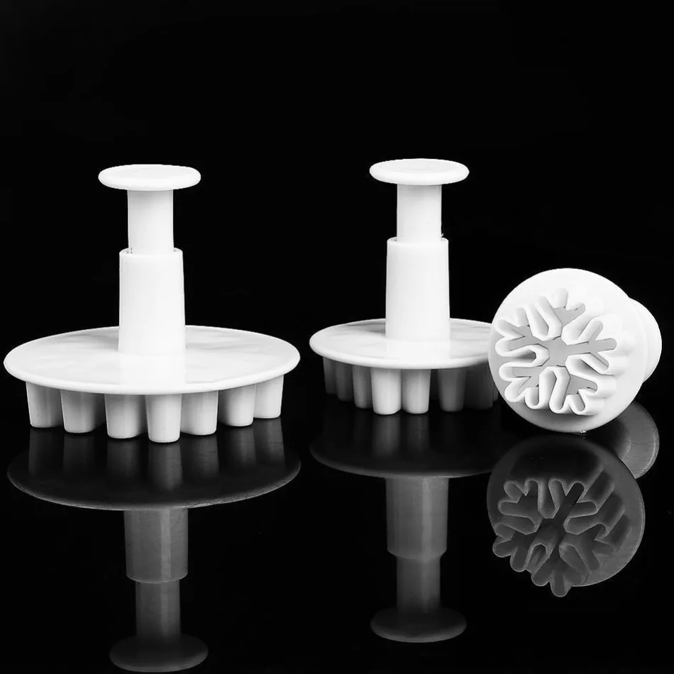 3pcs/set Snowflake Cake Cookies Fondant Plunger Cutter Mold DIY Decorating Baking Cookie Tools | Дом и сад
