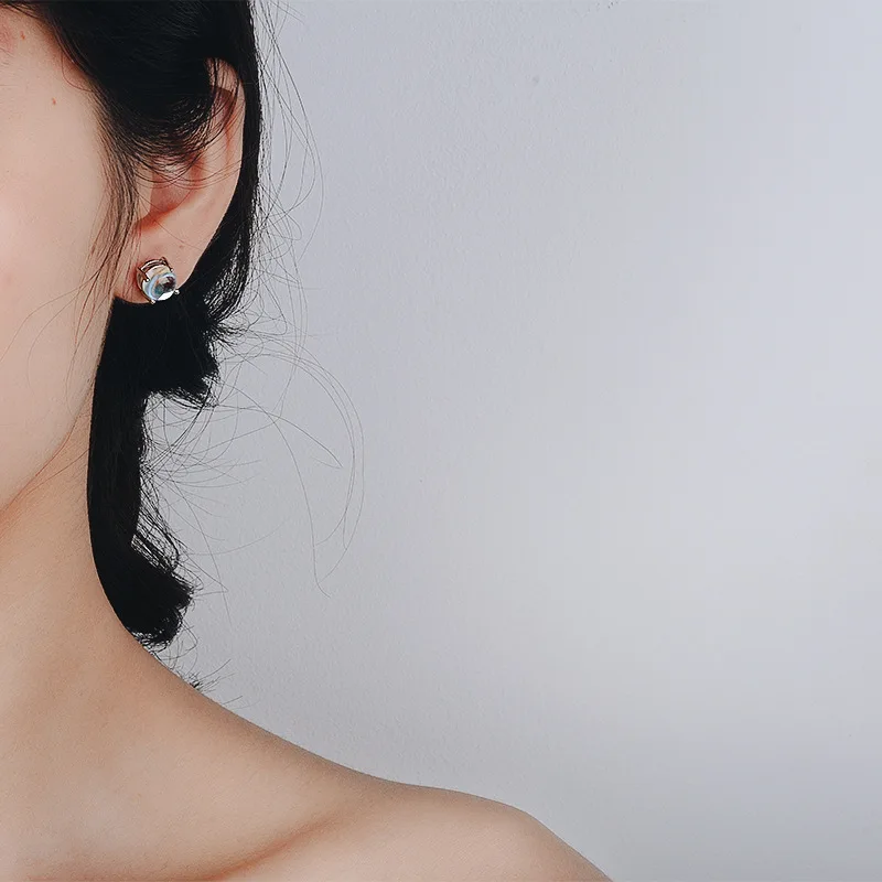 Двойные модные серьги гвоздики с имитацией лунного камня для пары 3 размера