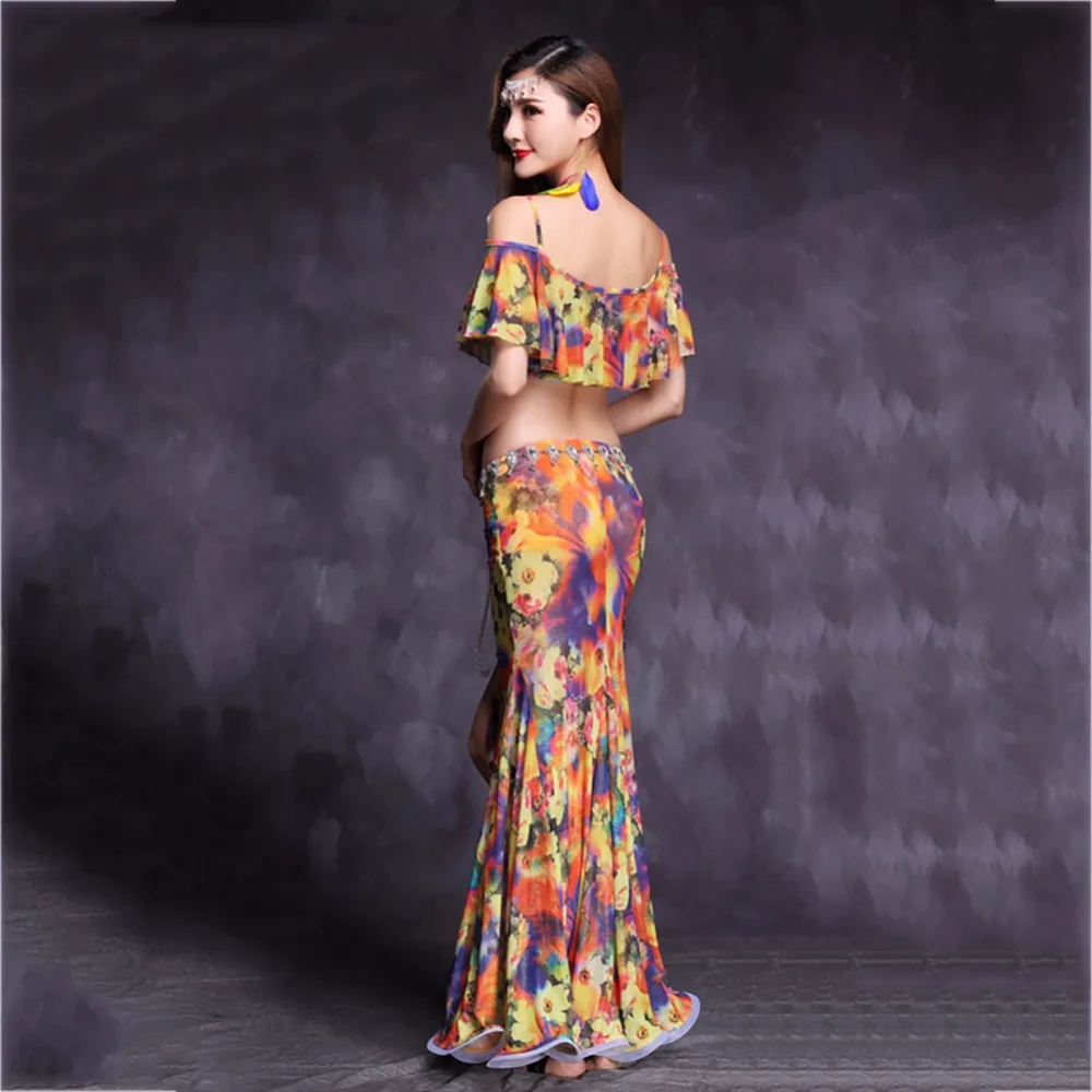 Профессиональный костюм для Танцев Живота дам Новый дизайн синий Цвет юбка с