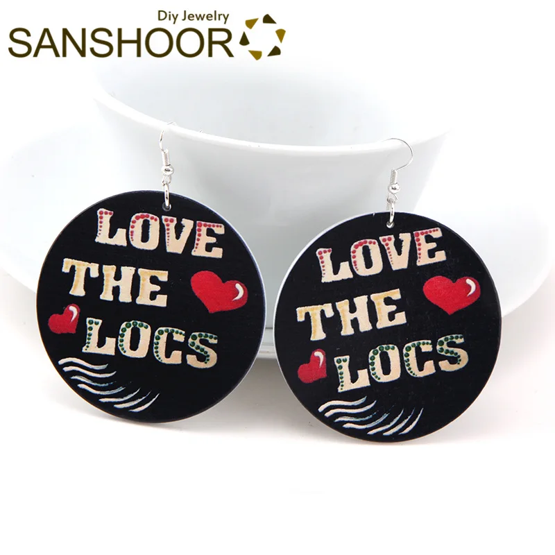 SANSHOOR Love The Locs африканские деревянные висячие серьги 6 см большие размеры Afrocentric