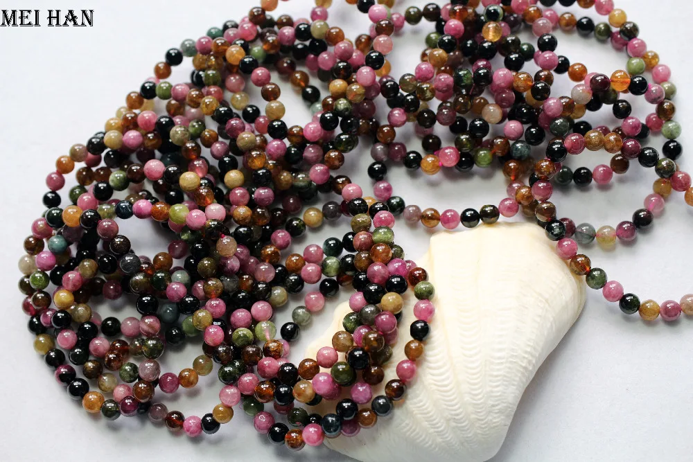 Meihan(approx24beads/набор) 7-7,5 мм натуральный А+ турмалин браслет для женщин браслет ювелирные изделия DIY дизайн