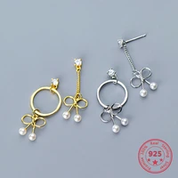 925 silver fashion chic bowknot pearl dangle earrings designer earrings for women luxury