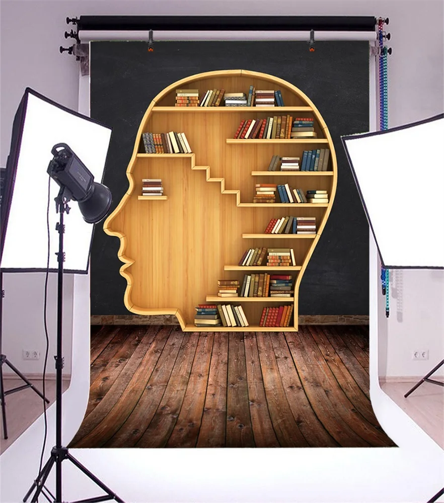 Laeacco деревянная полка мозга книга деревянный пол ребенка исследование фото Фоны