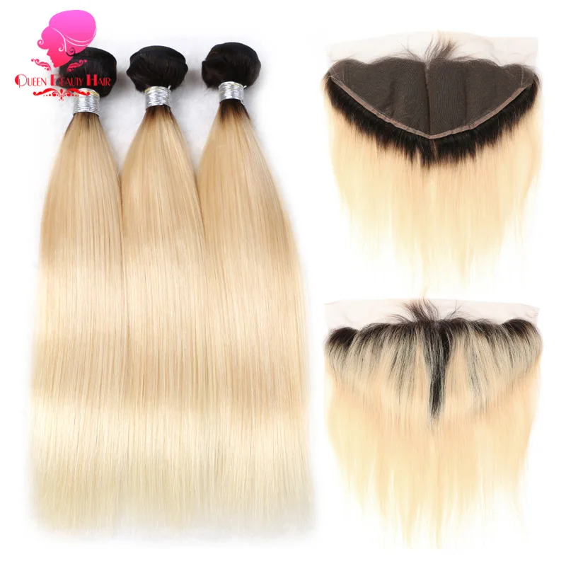 Светлые 613 пряди волос QUEEN BEAUTY 1B/3/4 с эффектом омбре прямые бразильские