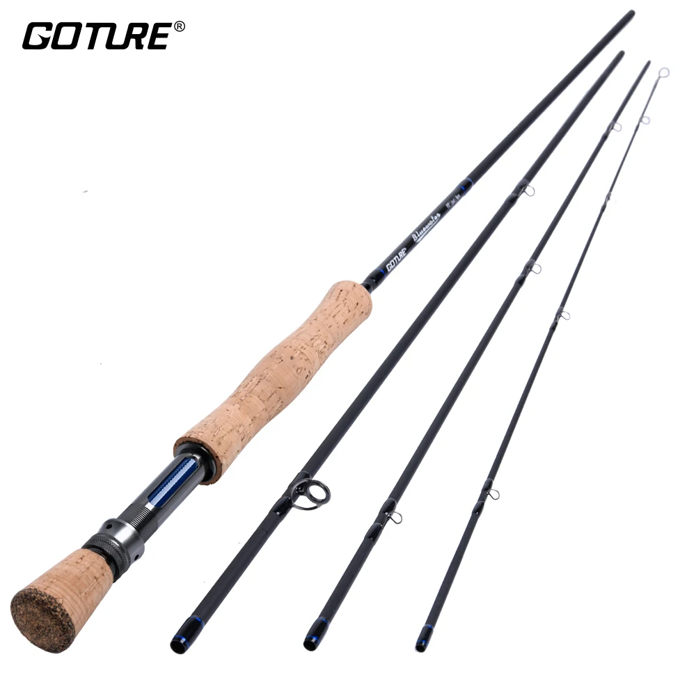 Goture 2,7 м/9 футов удочка для ловли нахлыстом 30 т углеродное волокно Удочка M/MF Action 5wt/6wt/7wt/8wt удочки для ловли форели