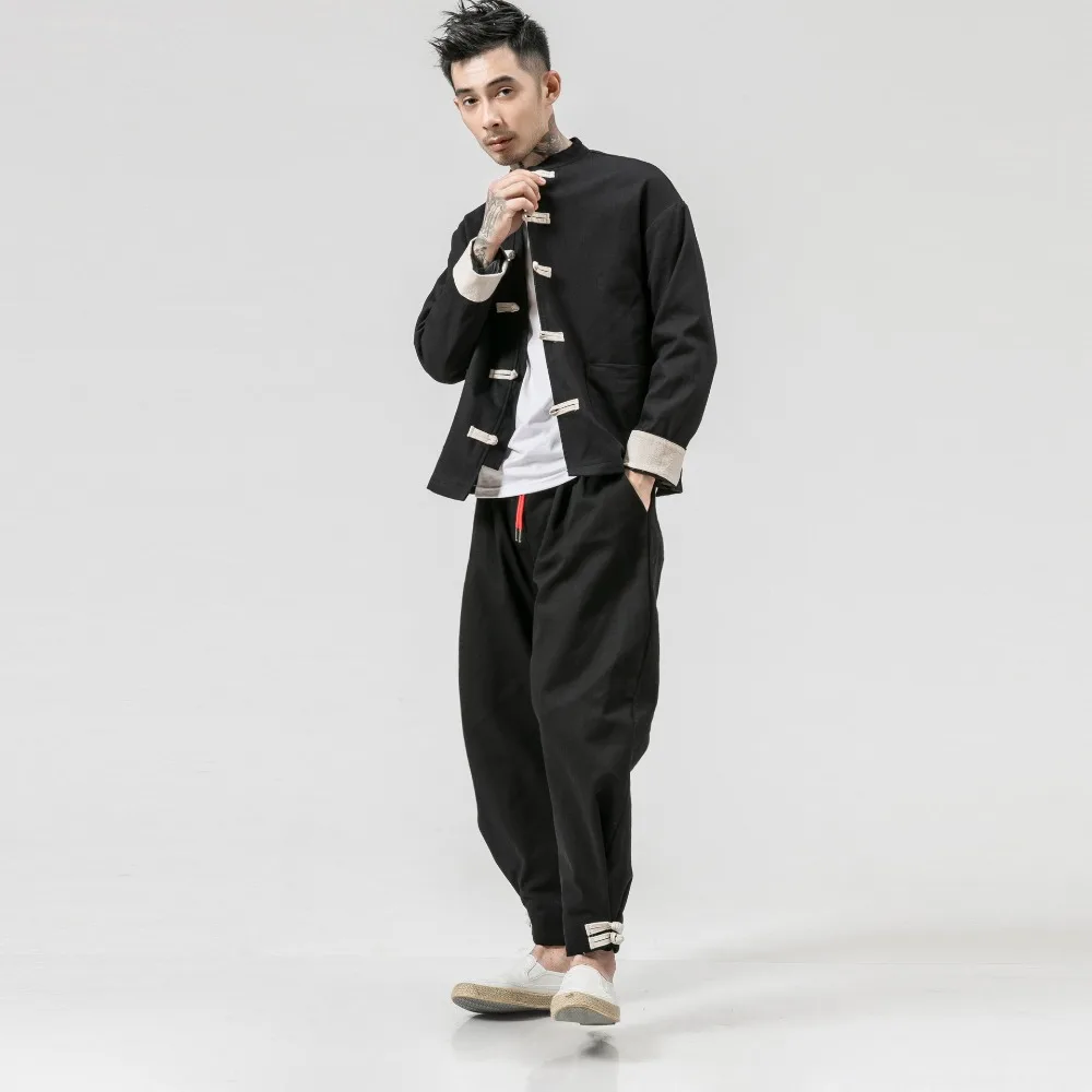 

MRDONOO 2018 Autumn Men Harem Pants Cotton Solid Male Pant Harajuku Loose Chinese Style Trousers Plus Size M-5XL B375-1702