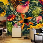 Пользовательские настенные росписи тропических лесов цветет банановые листья фон Окрашенные Гостиная Спальня большой росписи стены Бумага