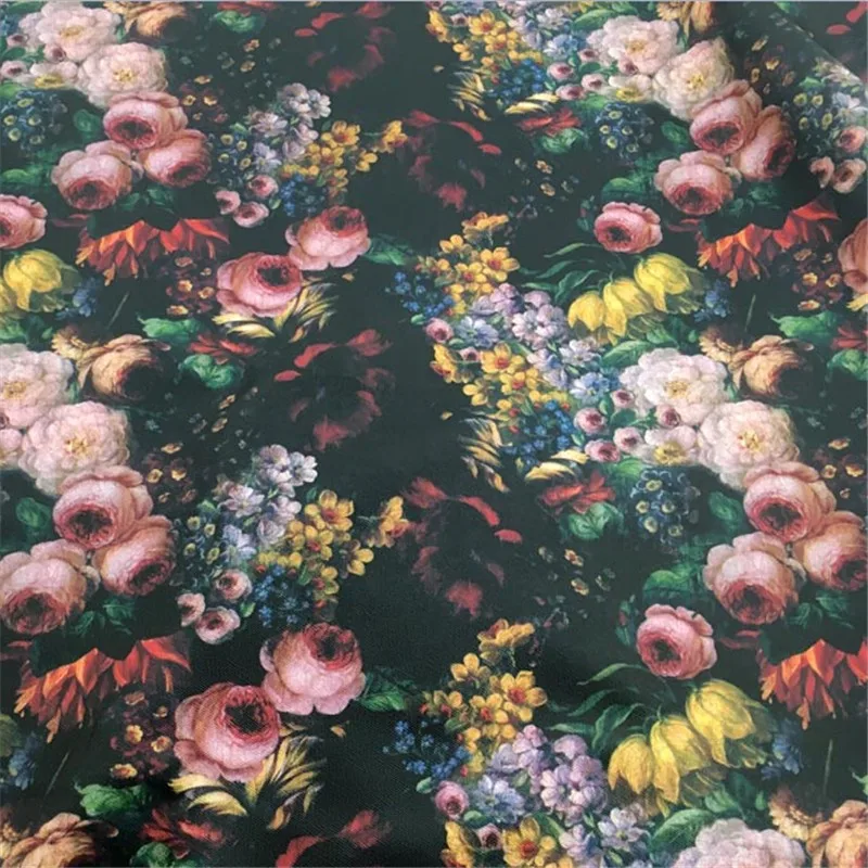 

rose printed paten Synthetic PVC leather fabric for handbag material