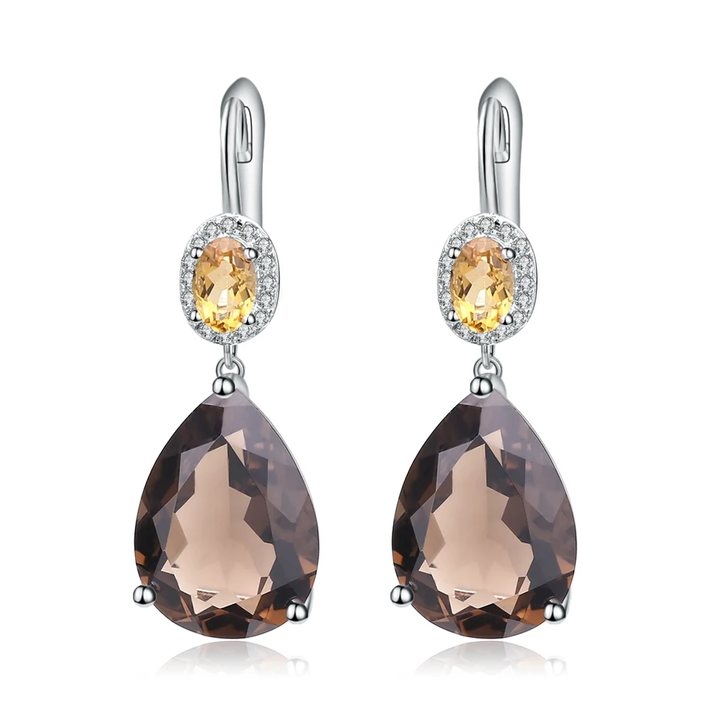 Gem's Ballet 10.44Ct Натуральный дымчатый кварц желтые цитриновые серьги 925 Висячие серьги из серебра 925 пробы для женщин ювелирные украшения