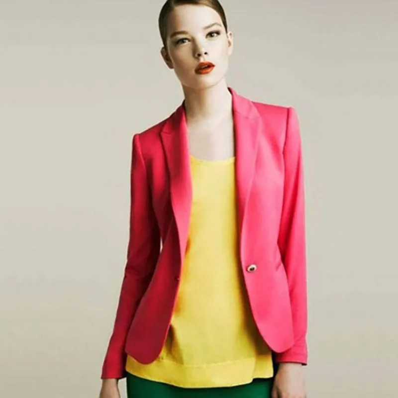 Женский блейзер на одной пуговице складной Блейзер яркого цвета для весны и