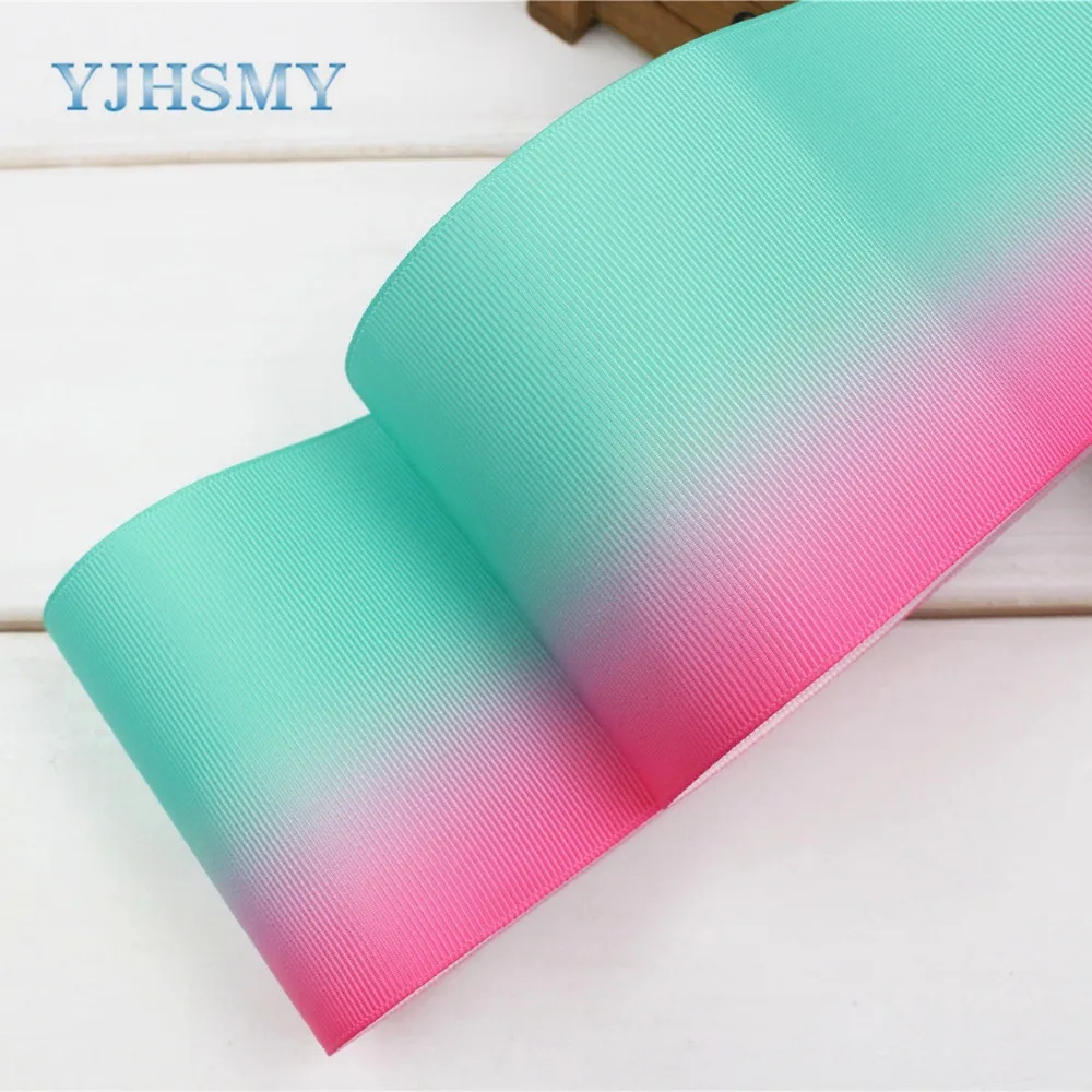 174011 2 ярдов 3 &quot75 мм градиент цвета радуги печатные ленты grosgrain DIY материалы ручной