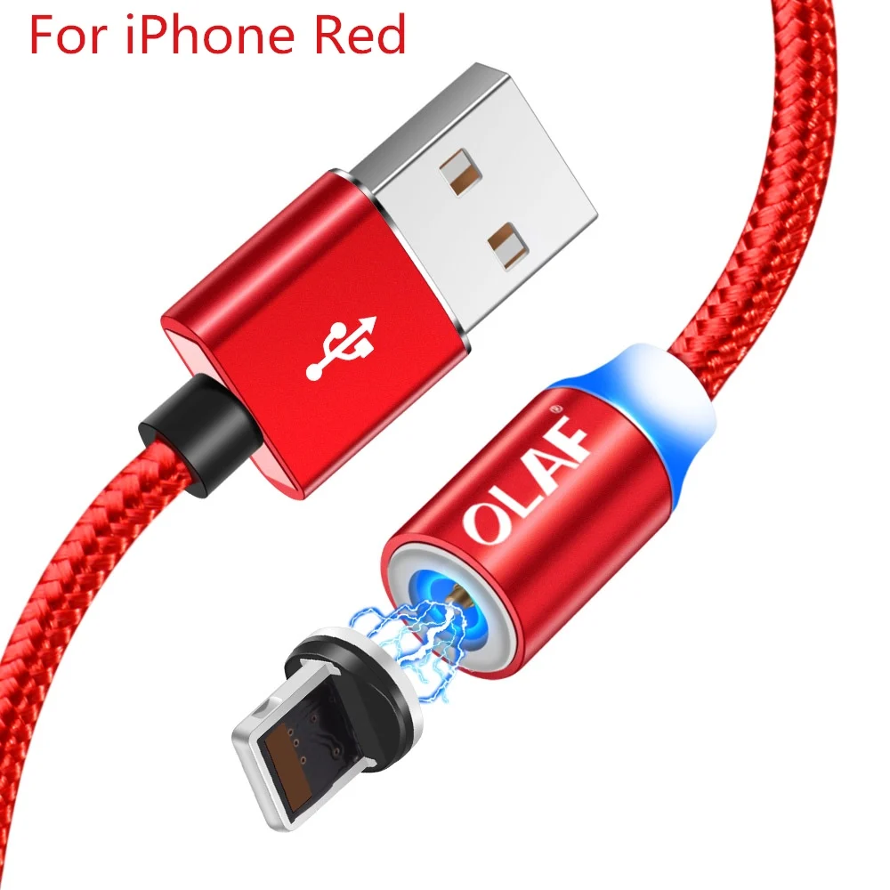 red For ios cable Магнитный кабель Олаф Micro usb Type C адаптер для быстрой зарядки Microusb Type-C магнитное зарядное устройство USB C для iphone Huawei Samsung xiaomi - Цвет: red For ios cable