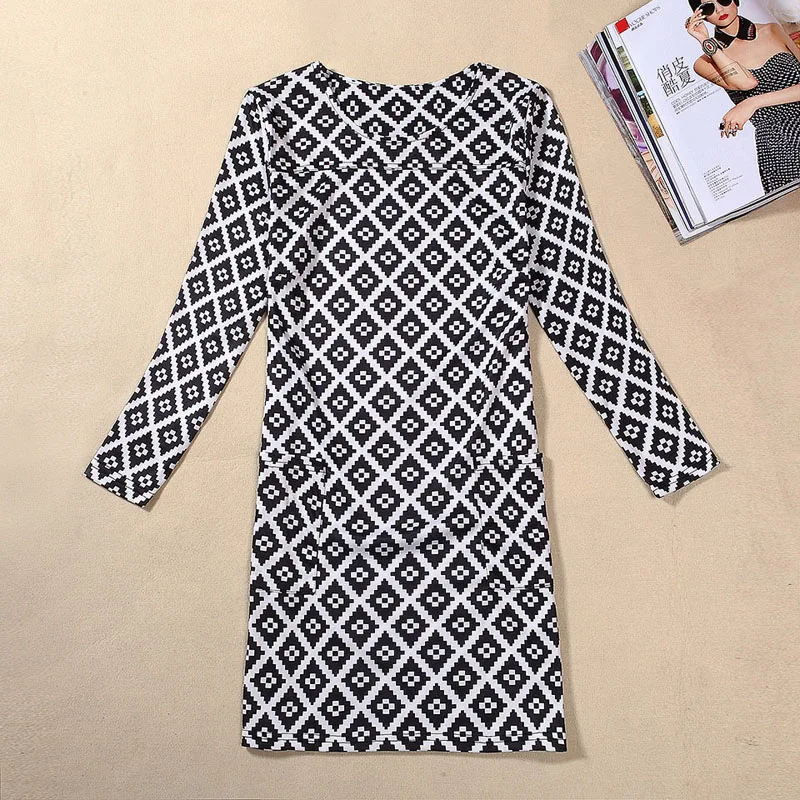 2016 осенне-зимние полосатые платья с принтом платье в винтажном стиле женское