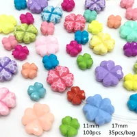 11mm 17mm rainbow heart beads lucky four leaf clover beads for jewelry making childrens toy diy craft needlework accessories